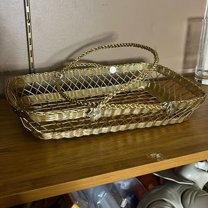 Woven metal basket MCM Japan gold toned